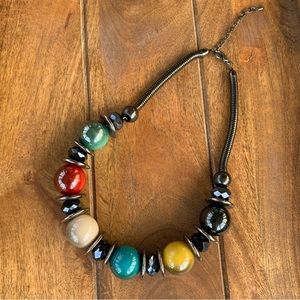 Bohemian smoky multi-color bauble necklace